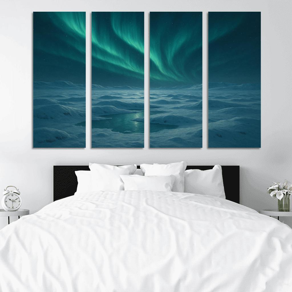 Celestial Aurora Above Frosted Tundra wall decor