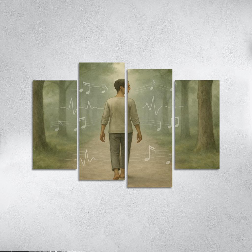 Silent Rhythm Walking Practice multi-panel paintings