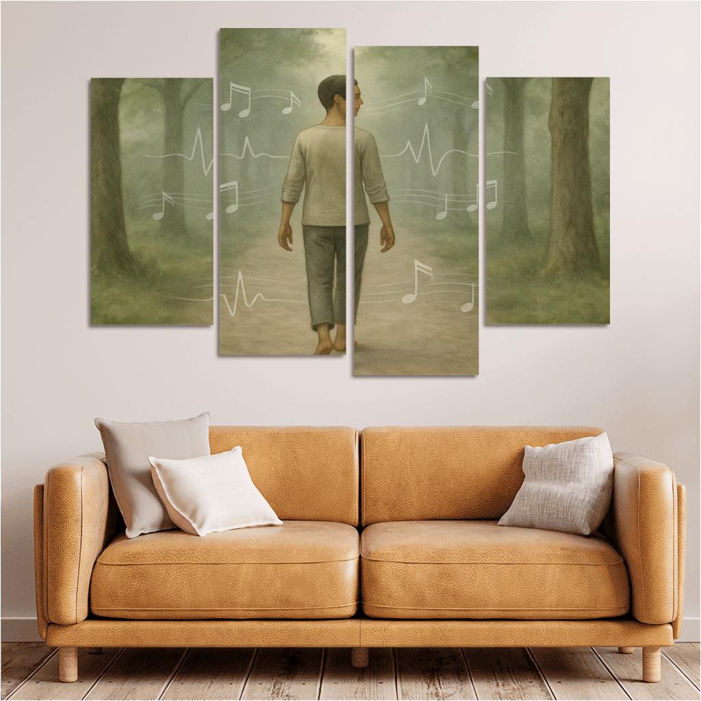 Silent Rhythm Walking Practice multi-panel paintings