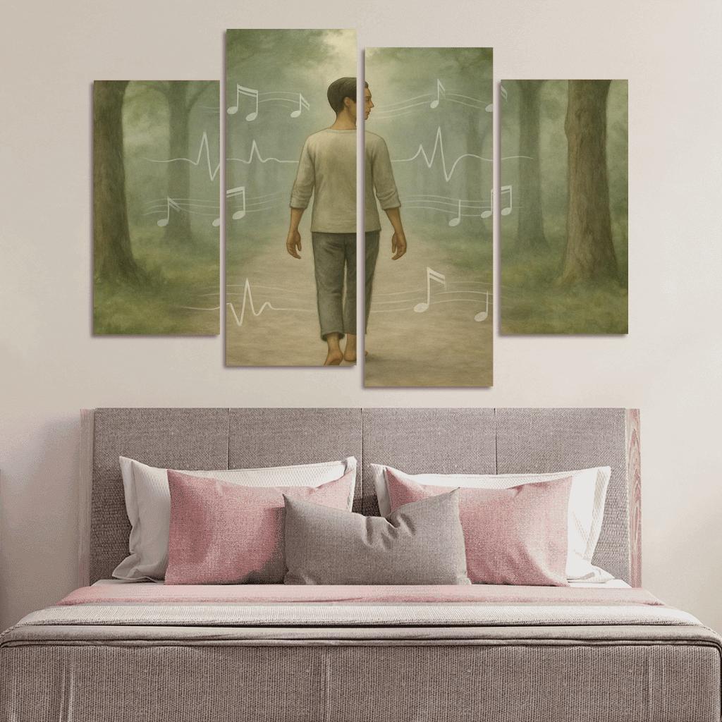 Silent Rhythm Walking Practice multi-panel paintings