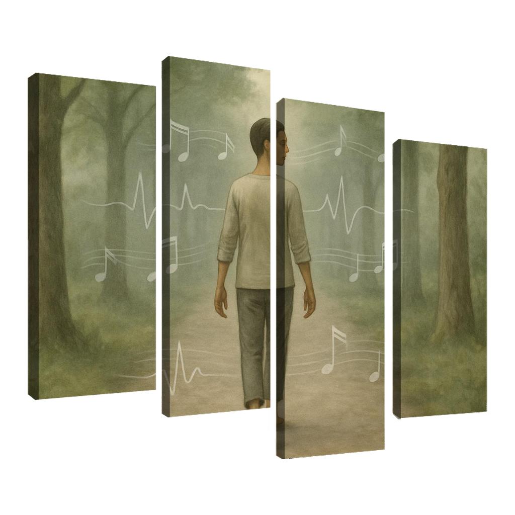Silent Rhythm Walking Practice multi-panel paintings