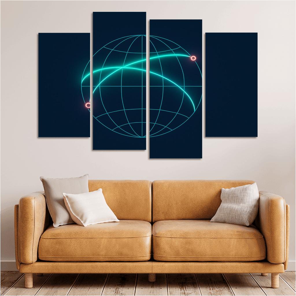 Aurora Routes Globe canvas paintings frame