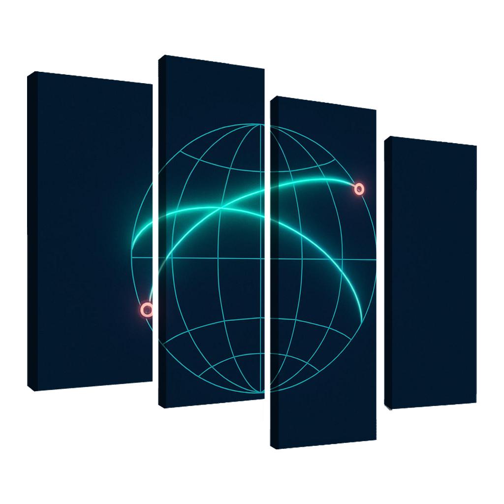 Aurora Routes Globe canvas paintings frame