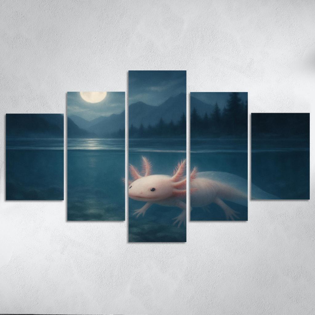 Moonlit Axolotl In Crystal Lake home decor