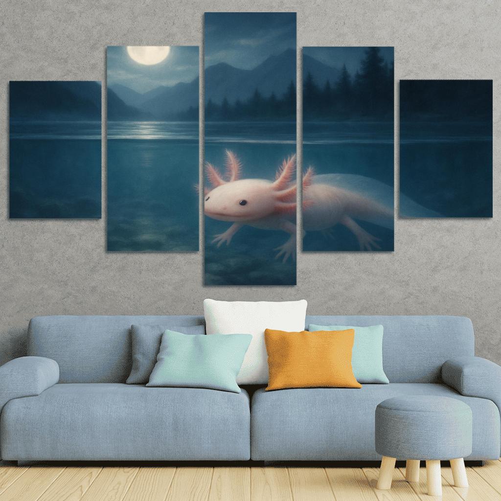 Moonlit Axolotl In Crystal Lake home decor