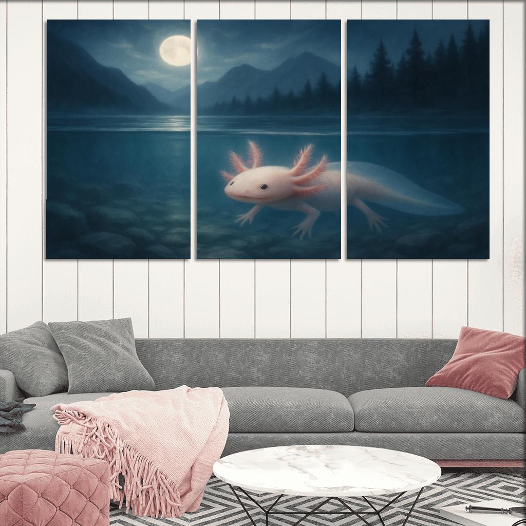 Moonlit Axolotl In Crystal Lake home decor