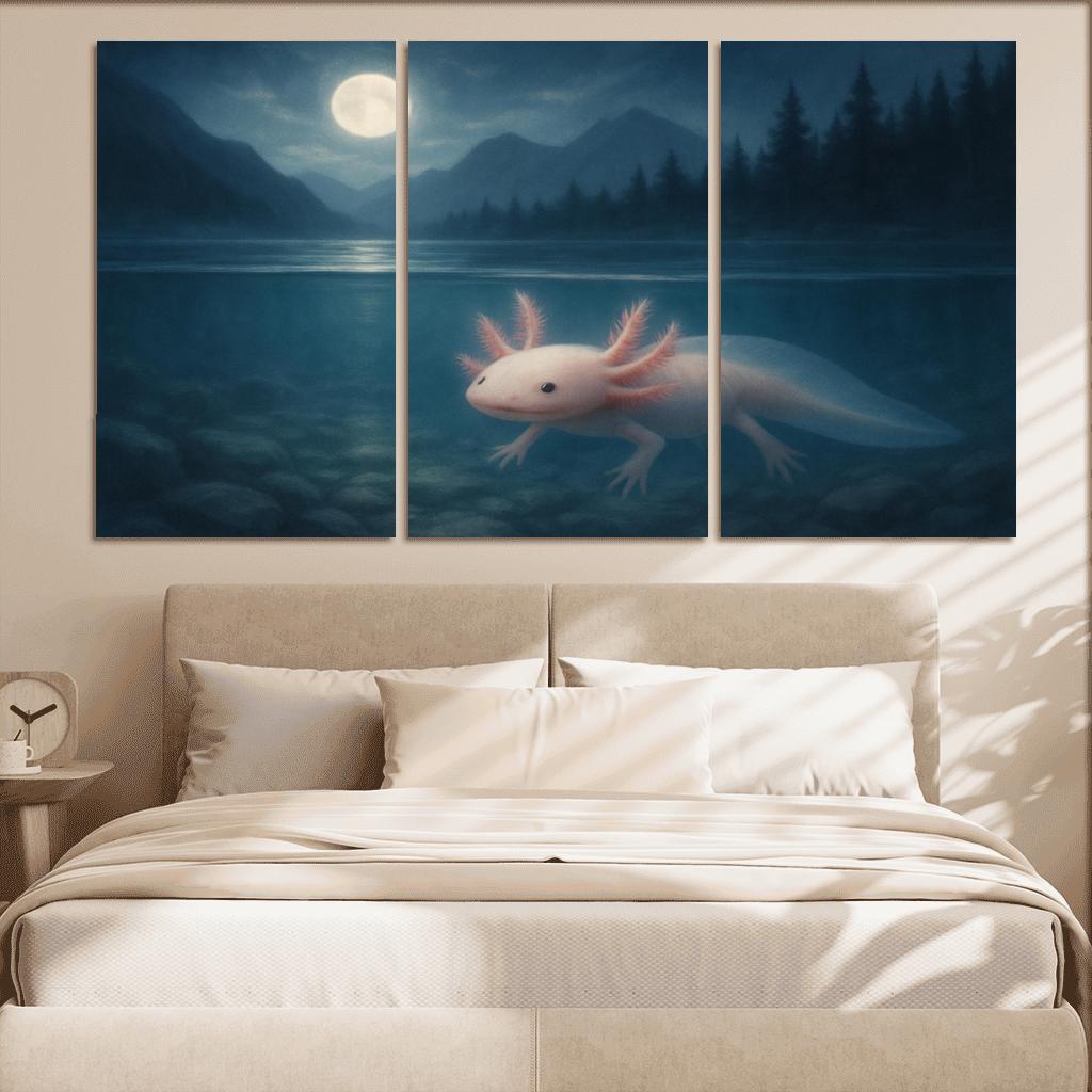 Moonlit Axolotl In Crystal Lake home decor