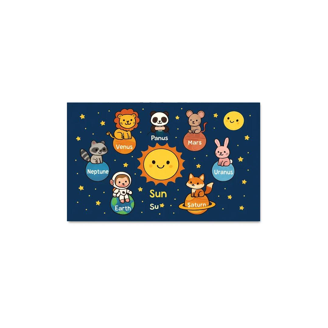 Solar System Animal Parade multi-panel paintings