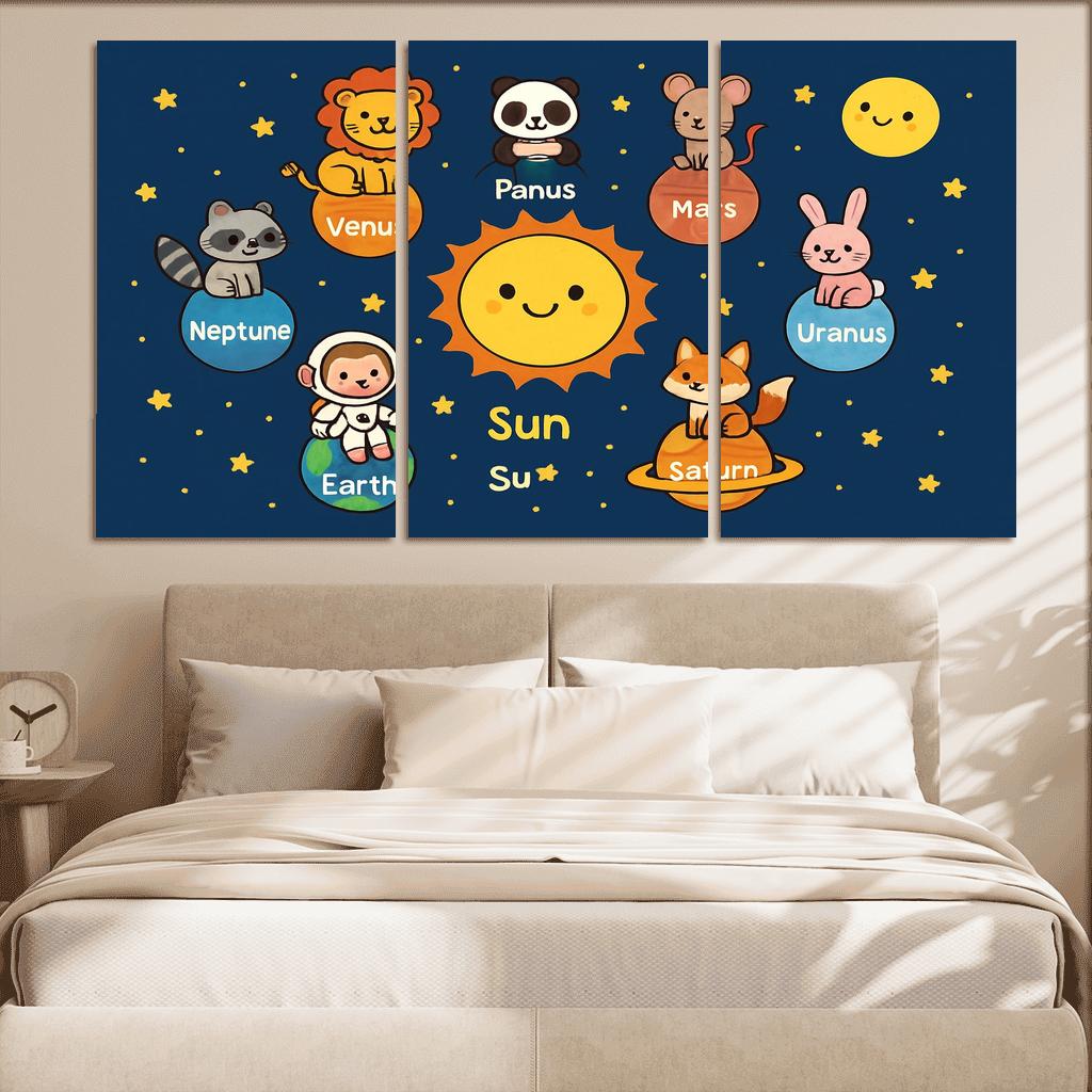 Solar System Animal Parade multi-panel paintings