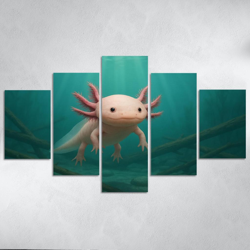 Curious Axolotl In A Submerged Forest art trends