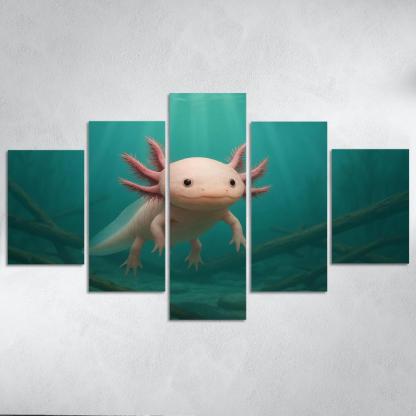 Curious Axolotl In A Submerged Forest art trends