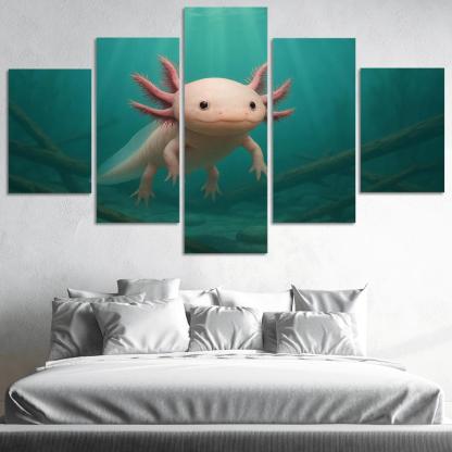 Curious Axolotl In A Submerged Forest art trends