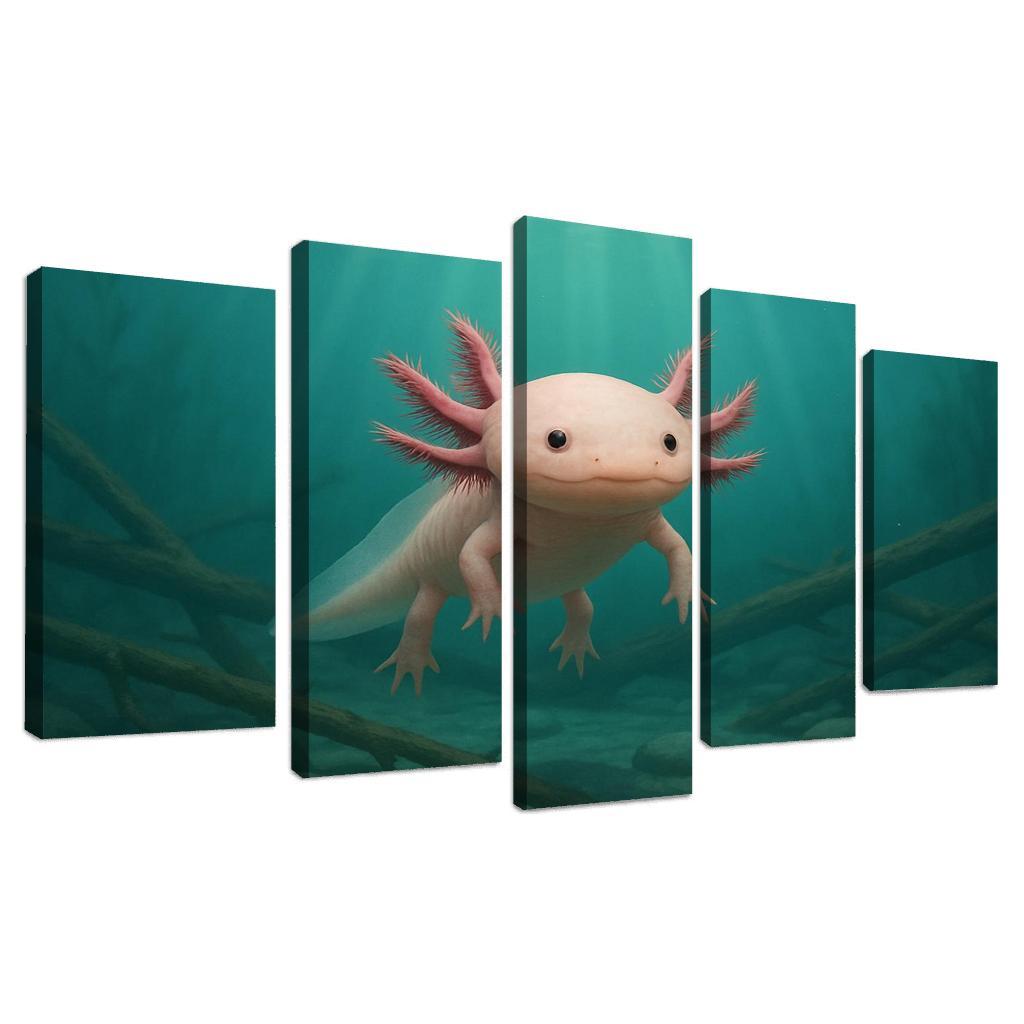 Curious Axolotl In A Submerged Forest art trends