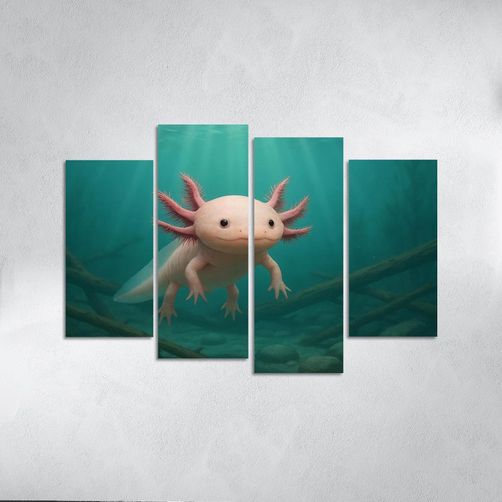 Curious Axolotl In A Submerged Forest art trends