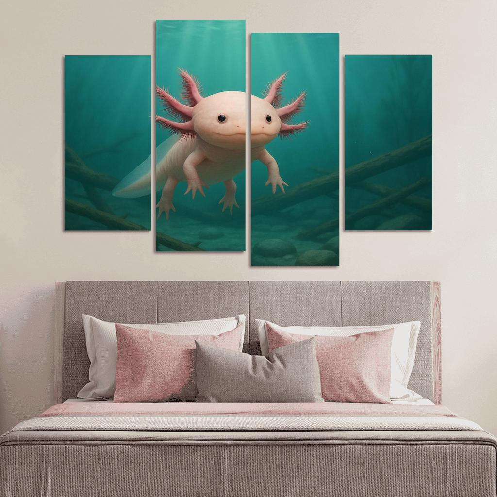 Curious Axolotl In A Submerged Forest art trends