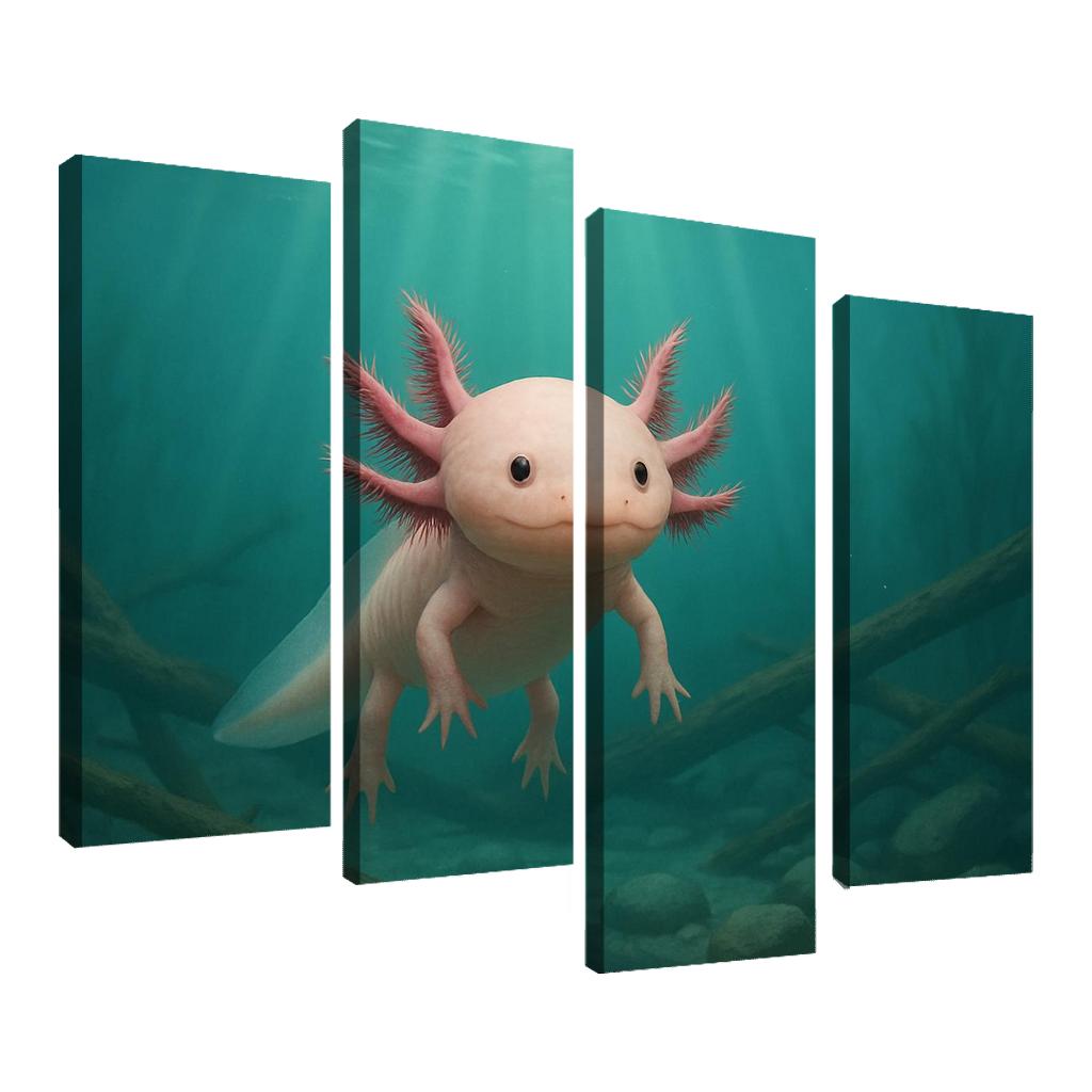 Curious Axolotl In A Submerged Forest art trends