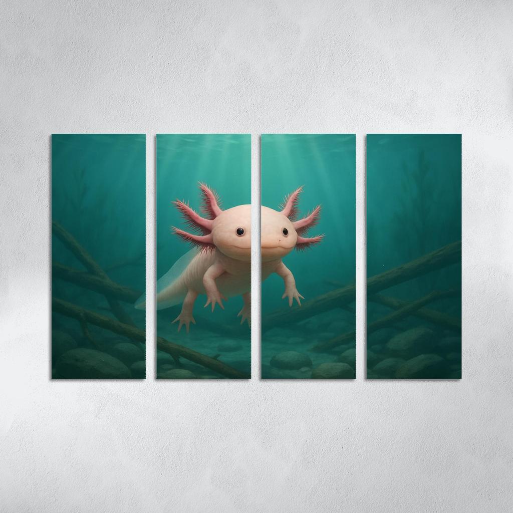 Curious Axolotl In A Submerged Forest art trends