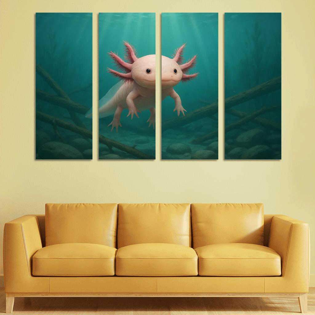 Curious Axolotl In A Submerged Forest art trends