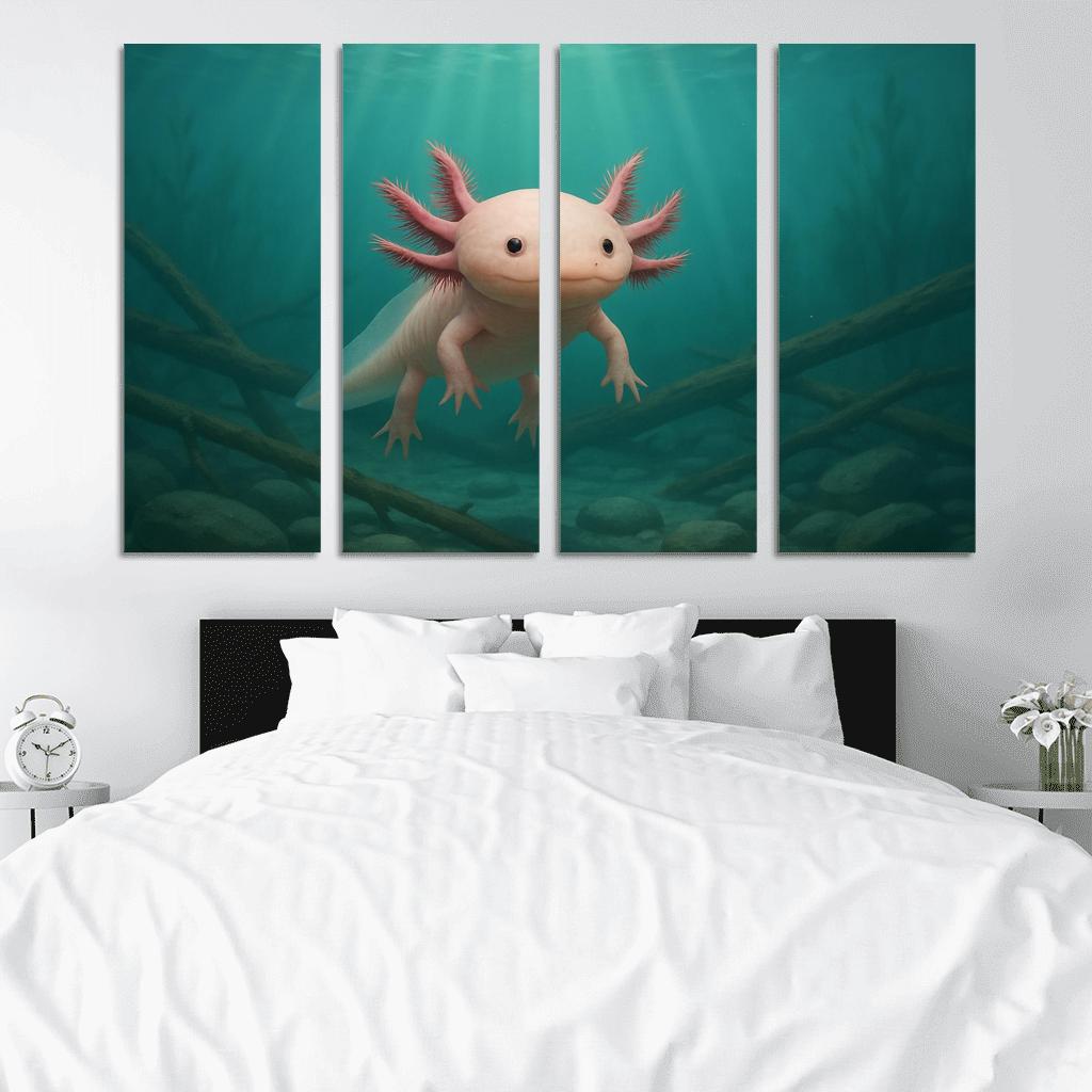 Curious Axolotl In A Submerged Forest art trends