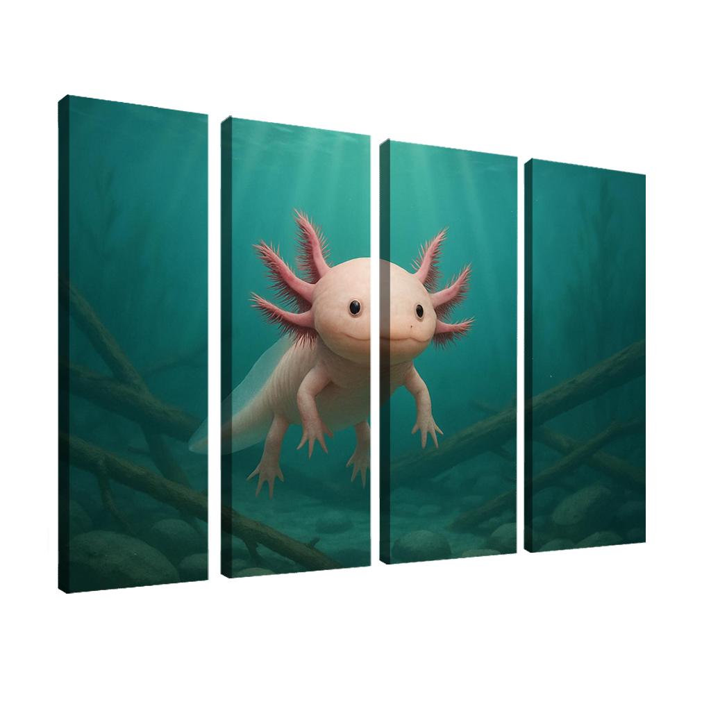 Curious Axolotl In A Submerged Forest art trends