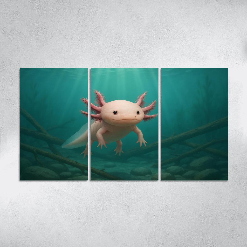 Curious Axolotl In A Submerged Forest art trends