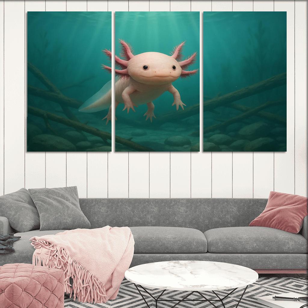Curious Axolotl In A Submerged Forest art trends