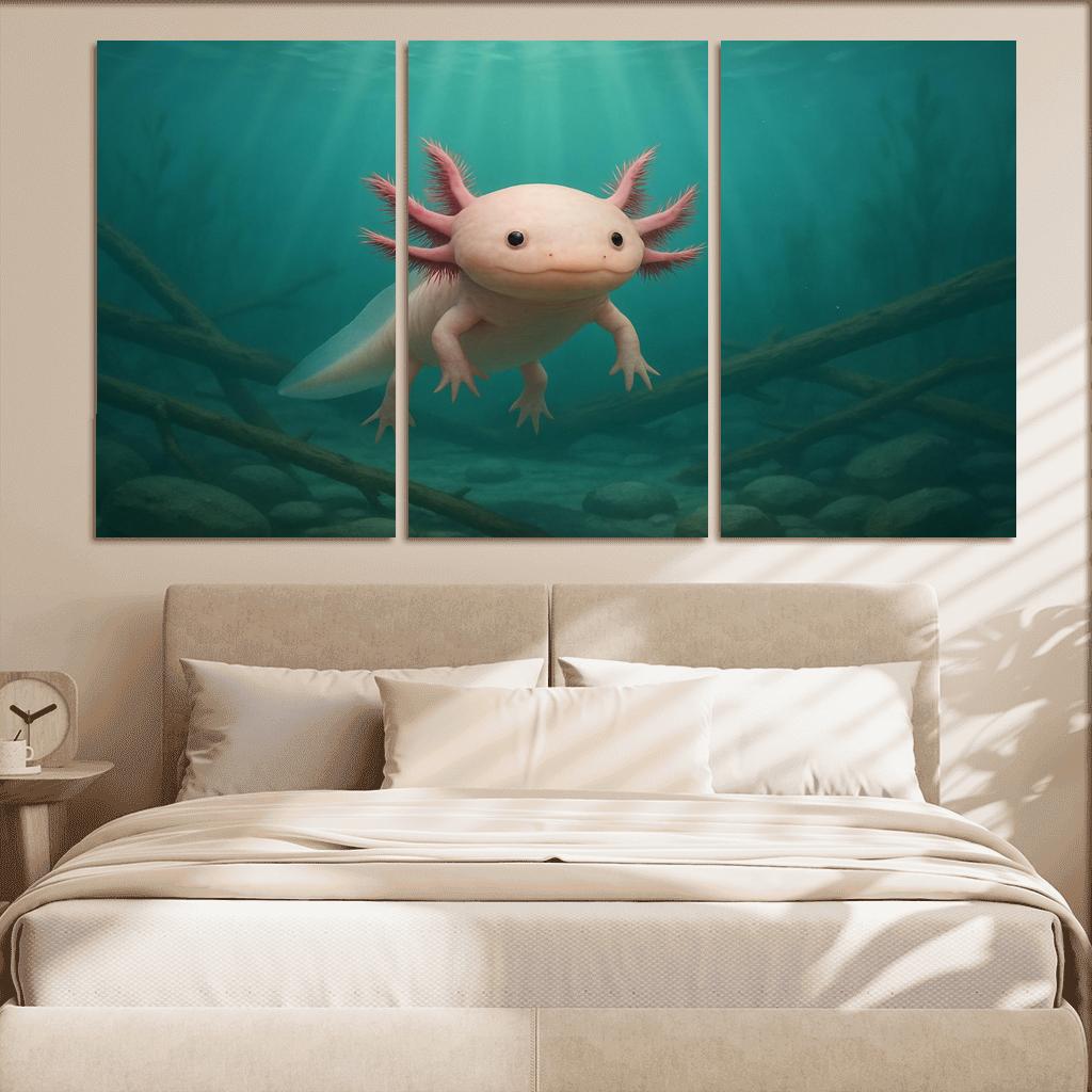 Curious Axolotl In A Submerged Forest art trends