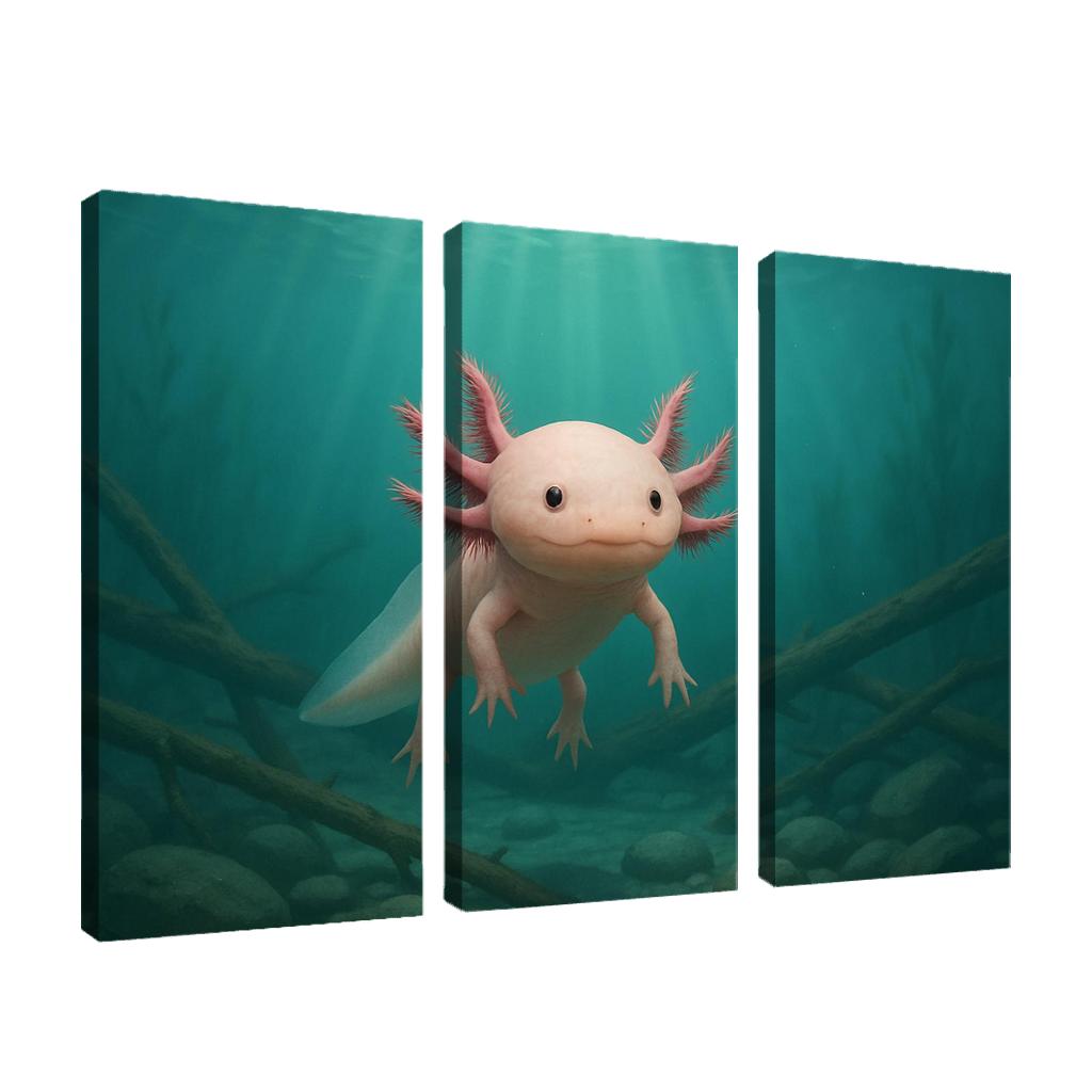 Curious Axolotl In A Submerged Forest art trends