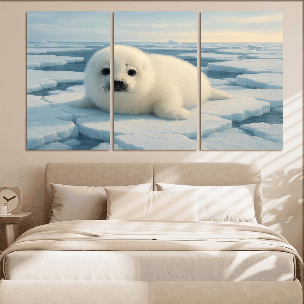 Harp Seal Pup On Arctic Ice Floe wall art