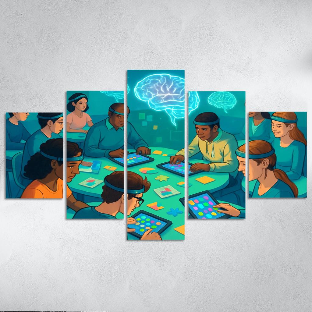 Cognitive Fitness Lab multi-panel paintings