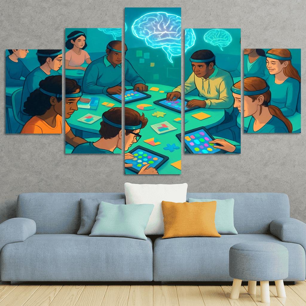 Cognitive Fitness Lab multi-panel paintings