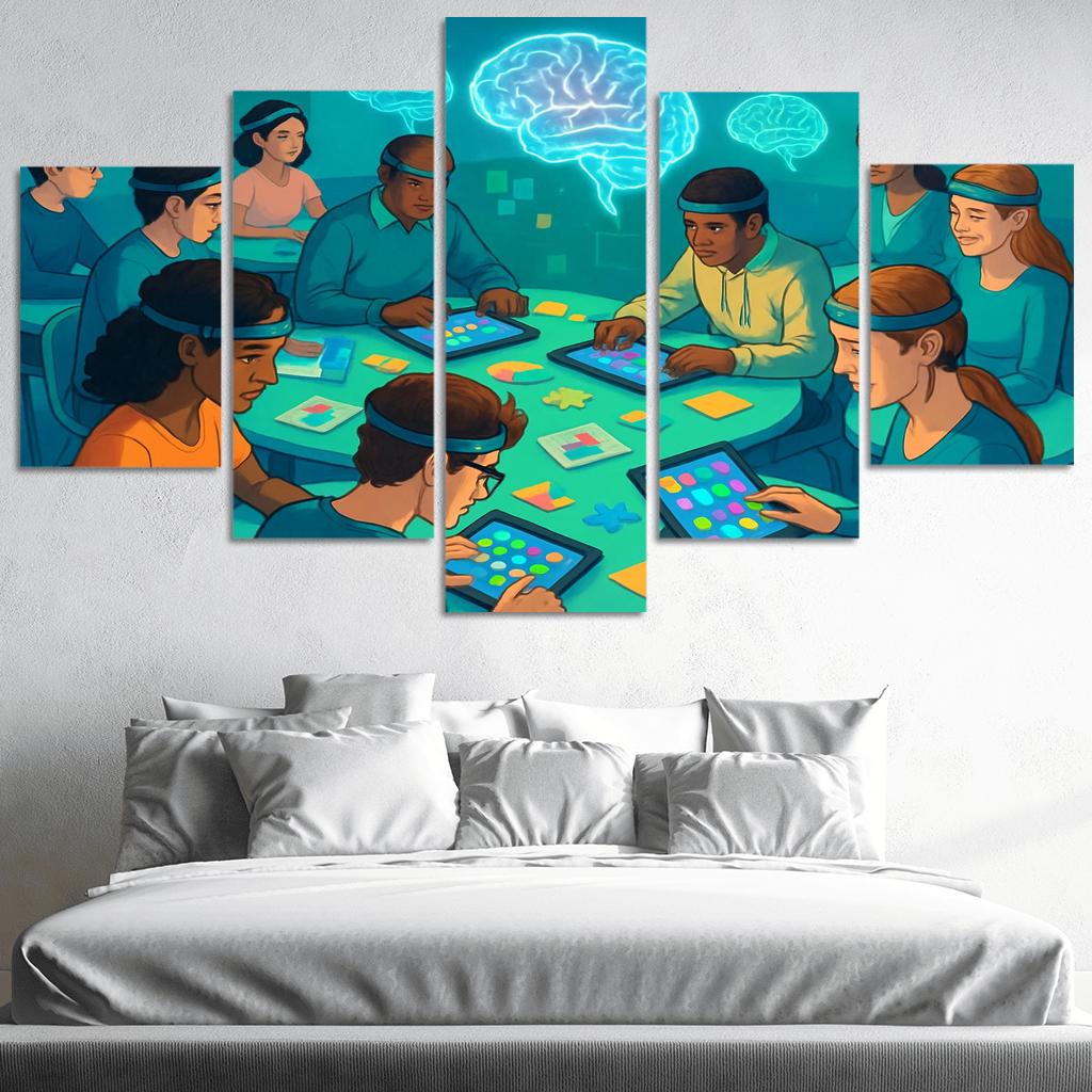 Cognitive Fitness Lab multi-panel paintings