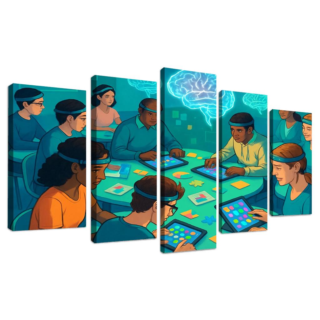 Cognitive Fitness Lab multi-panel paintings
