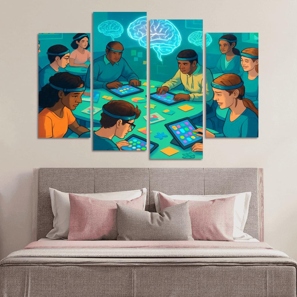 Cognitive Fitness Lab multi-panel paintings