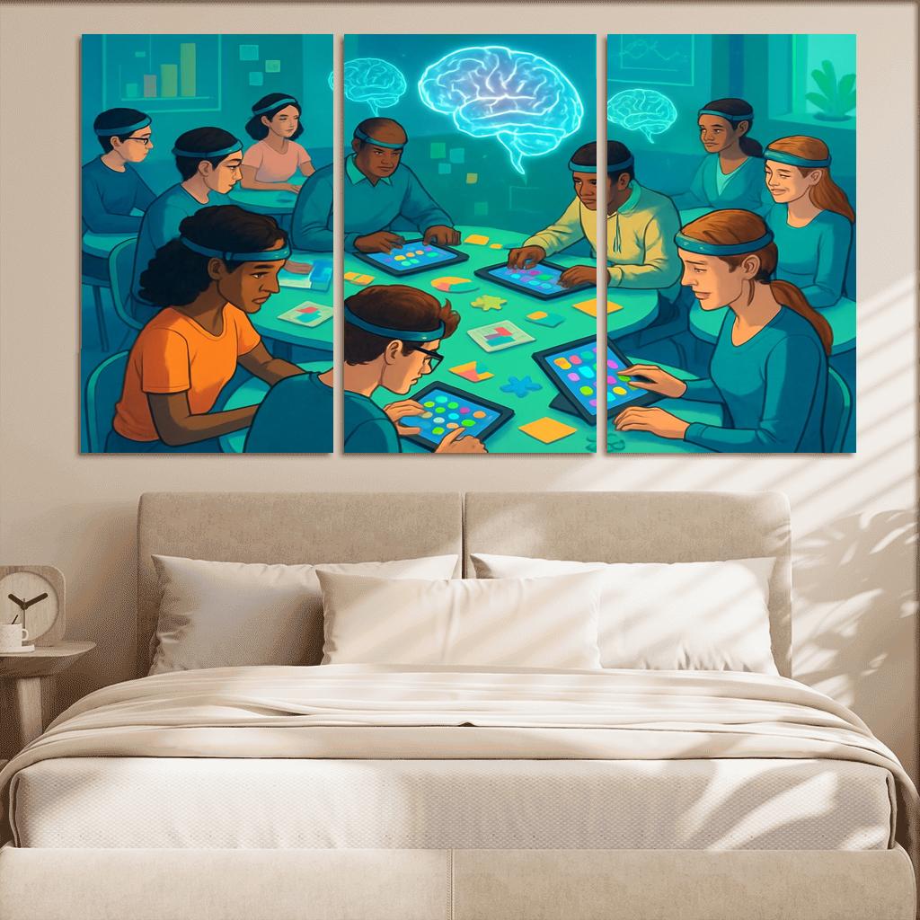 Cognitive Fitness Lab multi-panel paintings