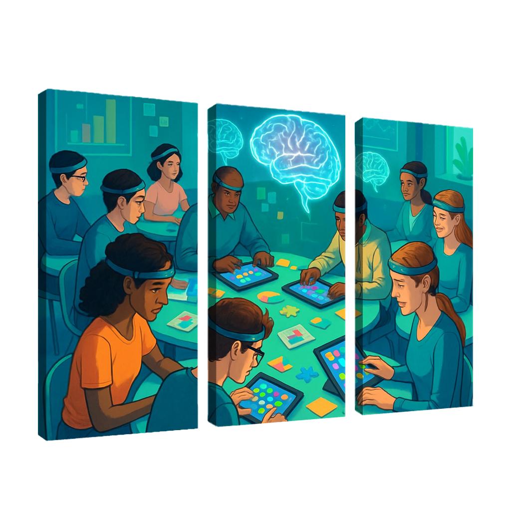 Cognitive Fitness Lab multi-panel paintings