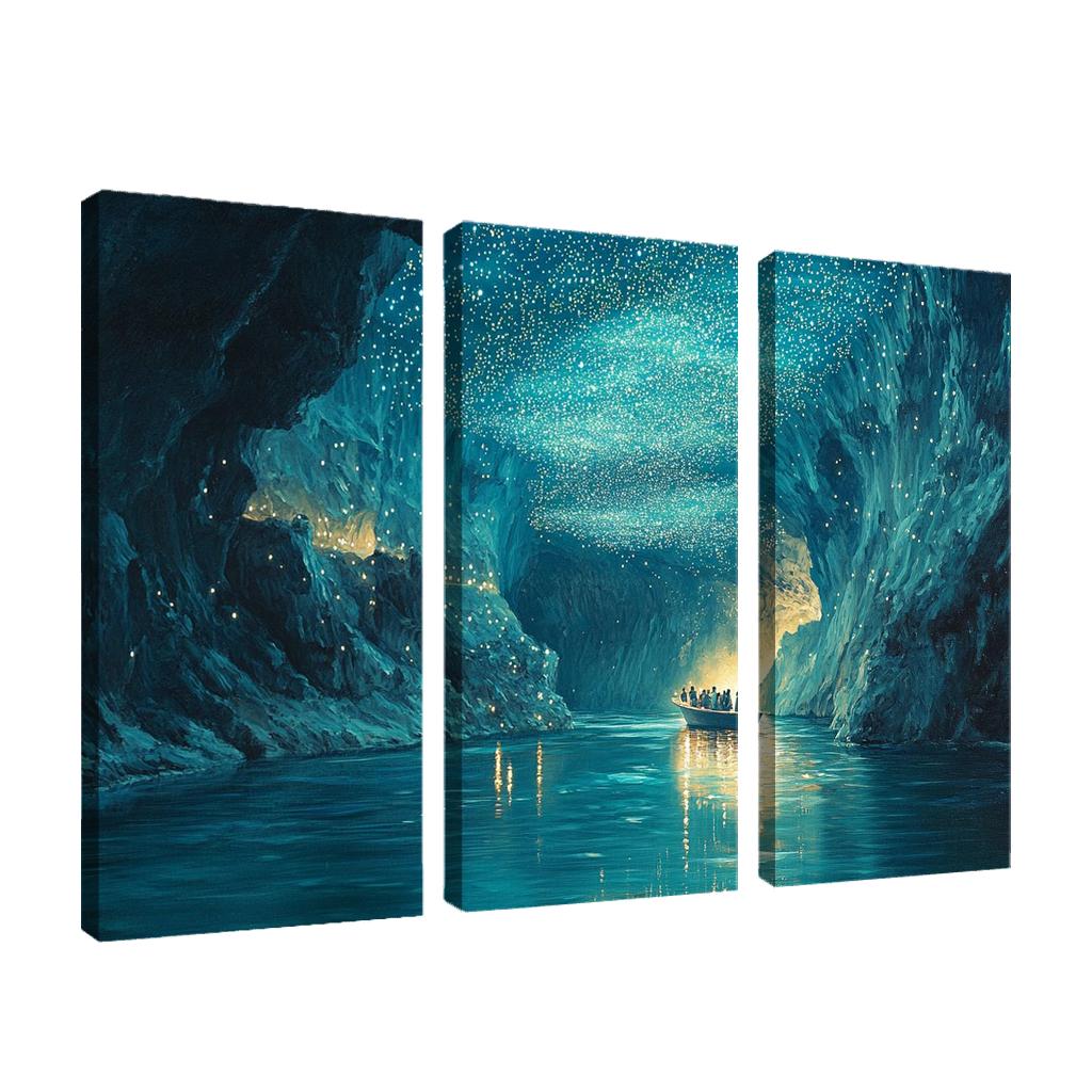 Waitomo Glowworm Caves Underground River Scene framed paintings