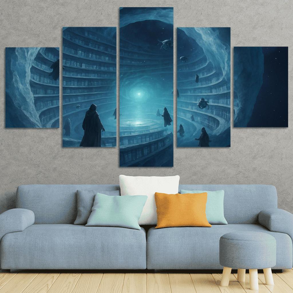 Starborne Library Of The Sleeping Comet multi-panel paintings