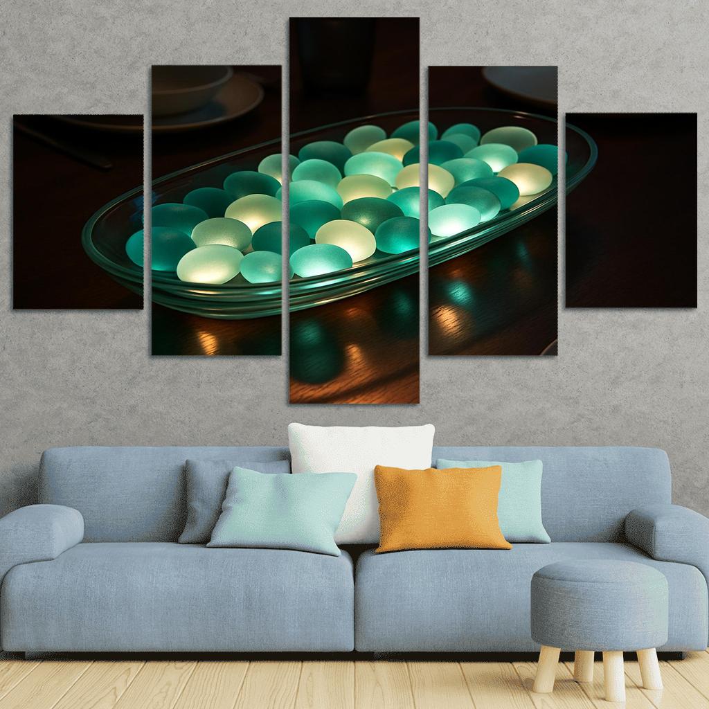 Luminescent Glass Pebble Table Centerpiece oil paintings frame