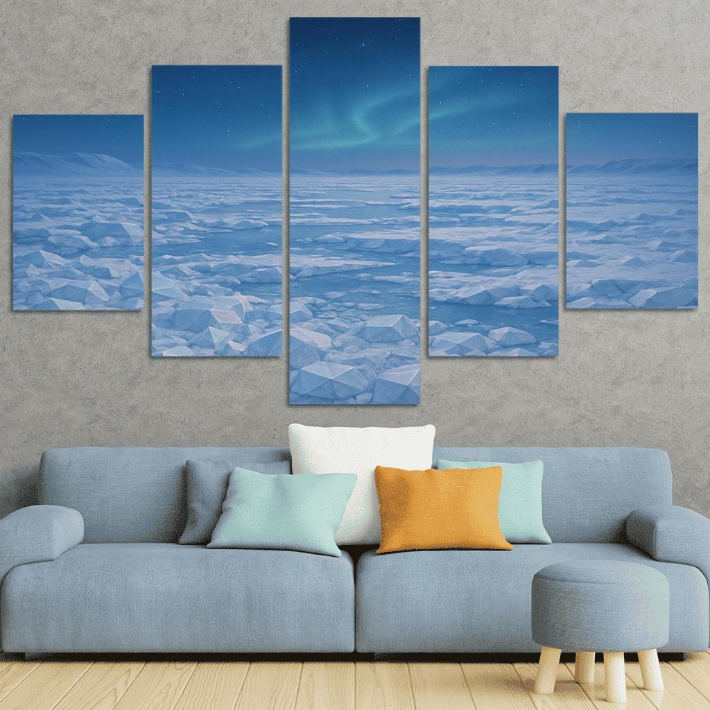 Celestial Glow Over Crystal Tundra oil paintings frame