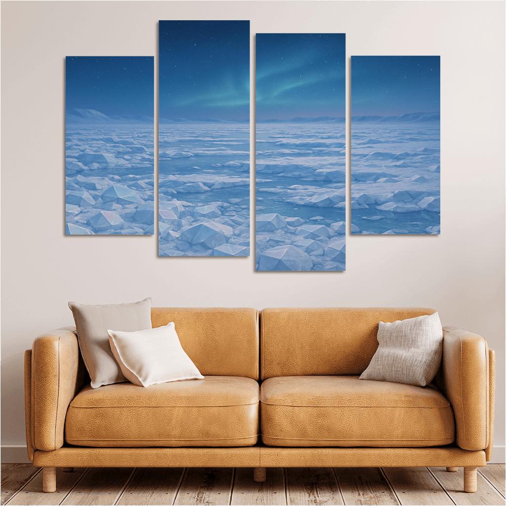 Celestial Glow Over Crystal Tundra oil paintings frame