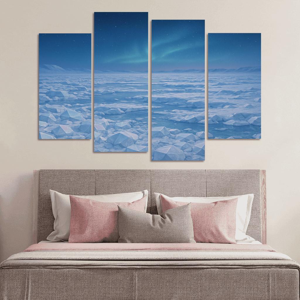 Celestial Glow Over Crystal Tundra oil paintings frame