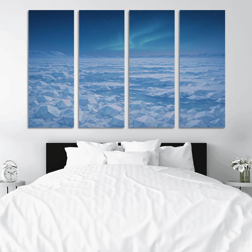Celestial Glow Over Crystal Tundra oil paintings frame