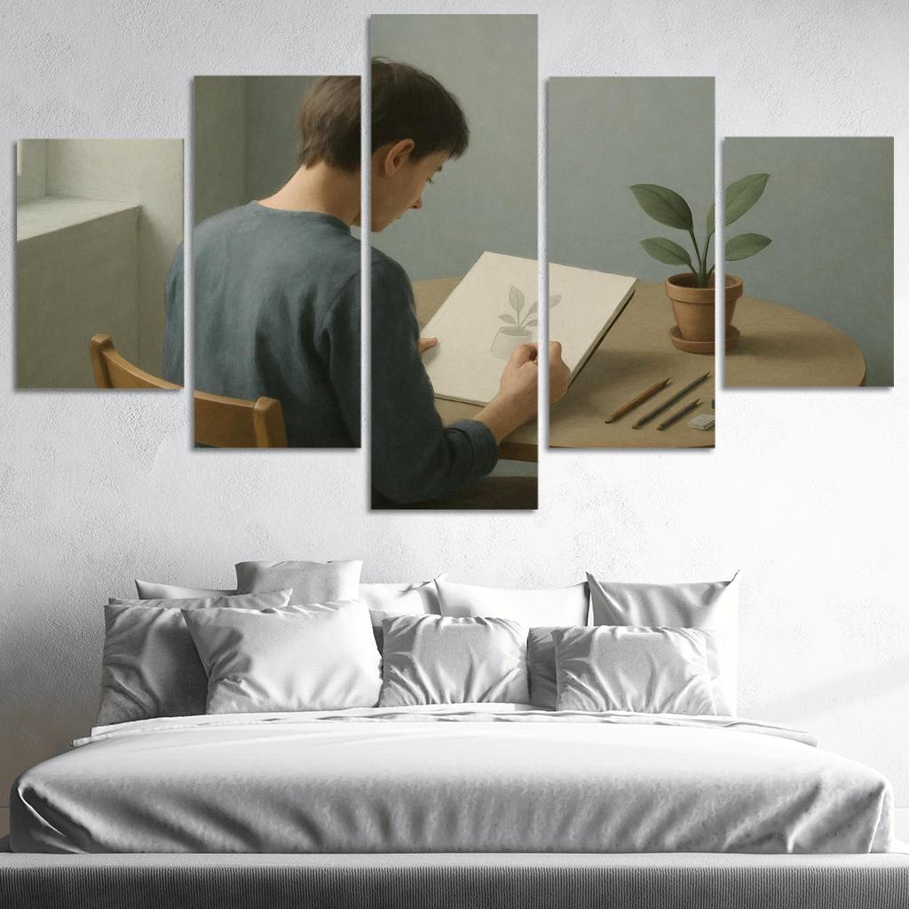 Mindful Object Sketching Practice abstract paintings frame