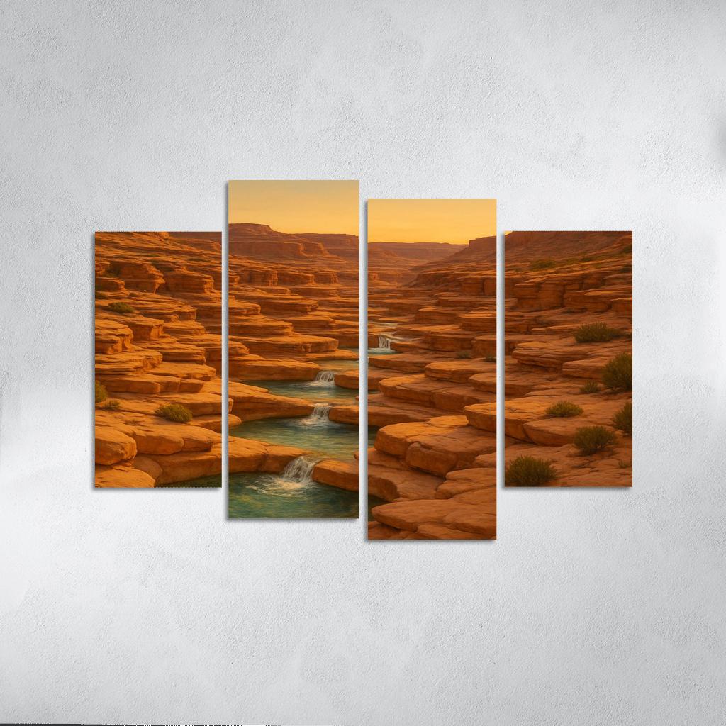 Amber Light Across Terraced Canyon Pools oil paintings frame