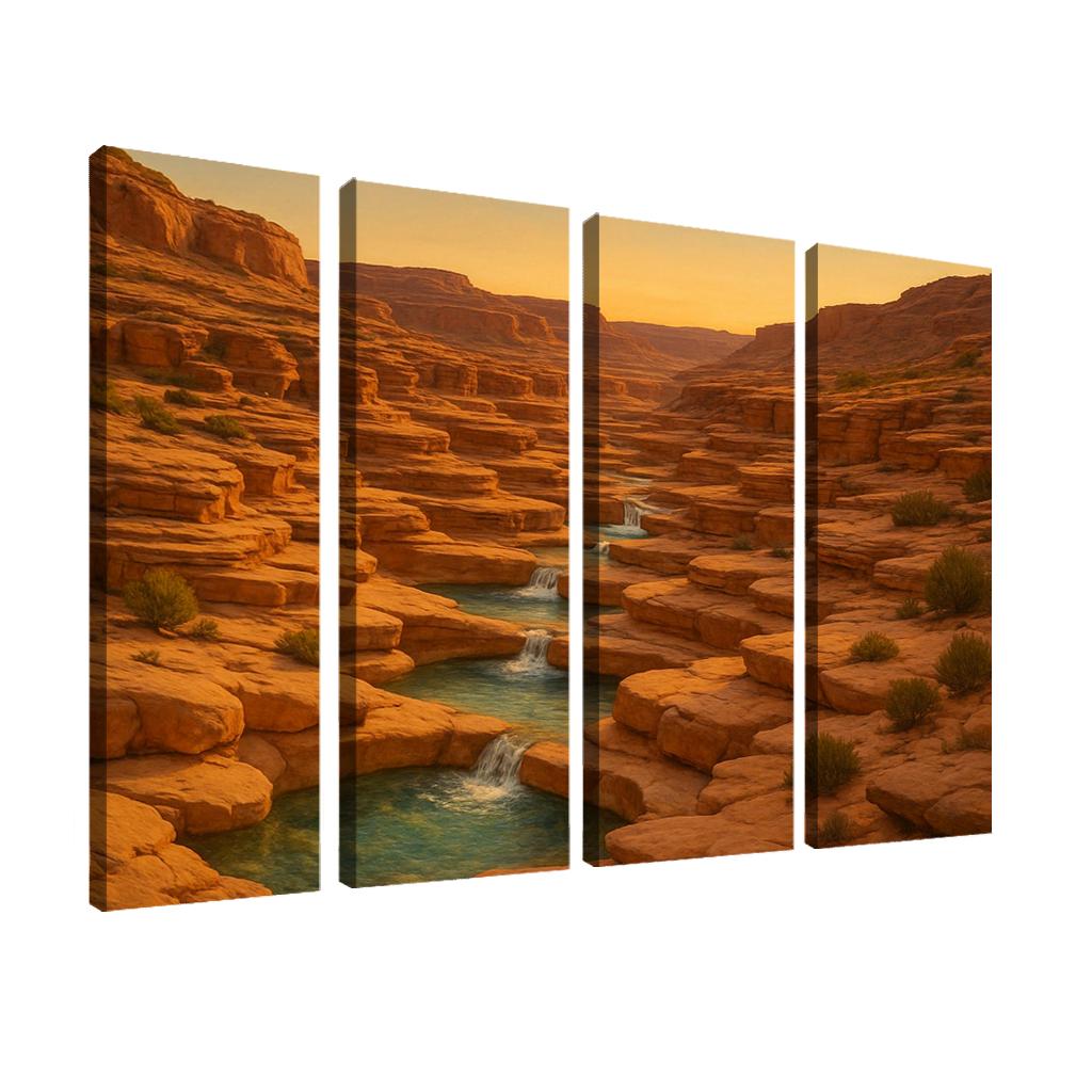 Amber Light Across Terraced Canyon Pools oil paintings frame