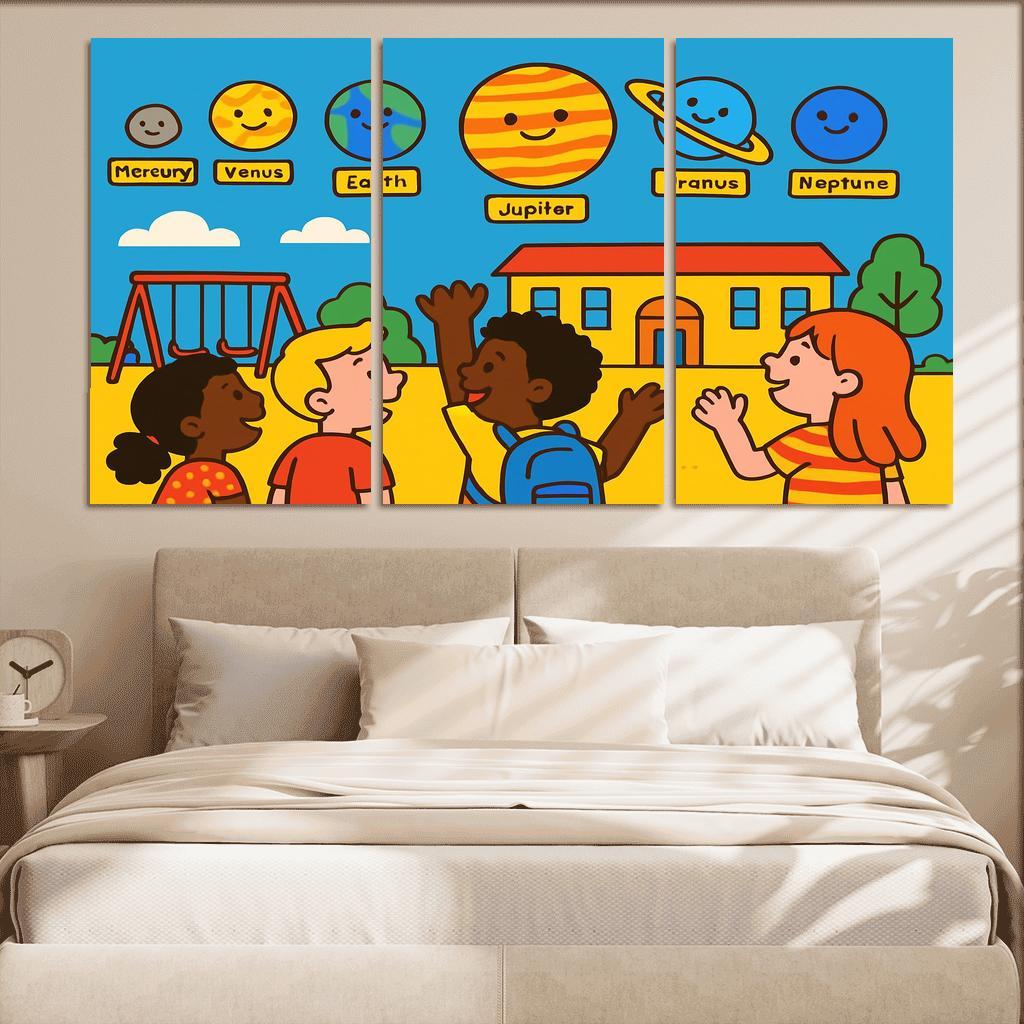 Solar System Parade Above The Playground custom paintings frame