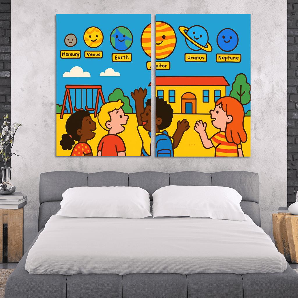 Solar System Parade Above The Playground custom paintings frame