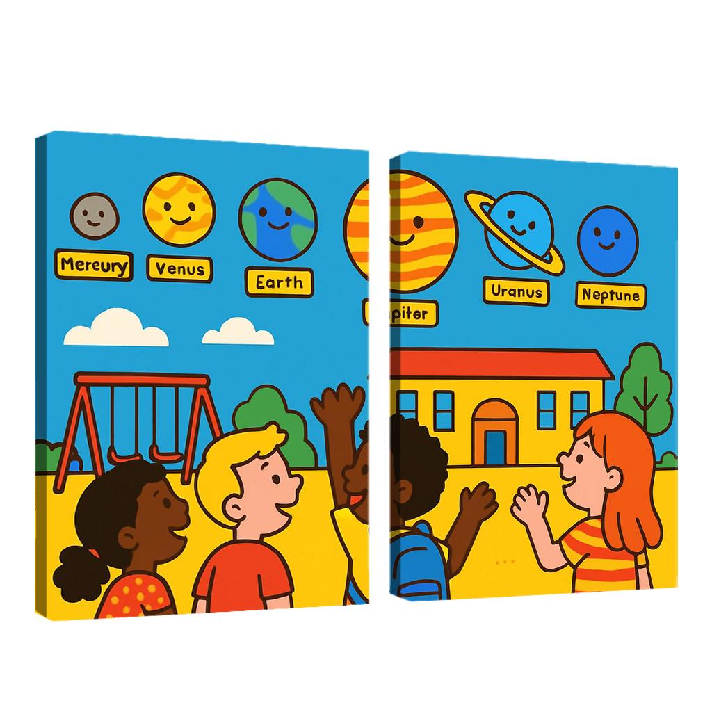 Solar System Parade Above The Playground custom paintings frame