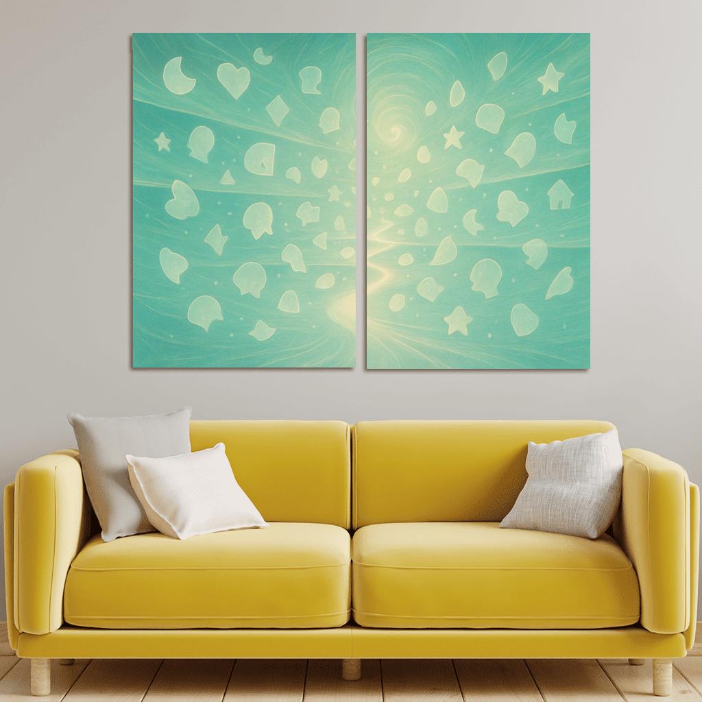 Luminescent Archive Of Forgotten Dreams multi-panel paintings